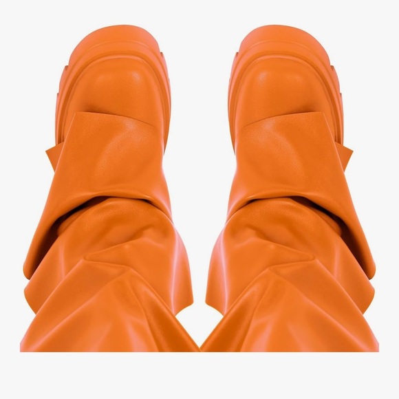 Sexy Tag Womens Orange Platform Slouchy Fold Over Boots Block Heel 6 - Picture 4 of 11